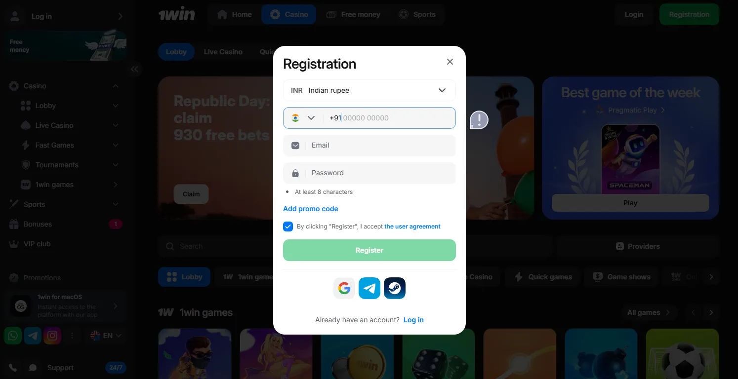 1Win Account Registration and Getting Started