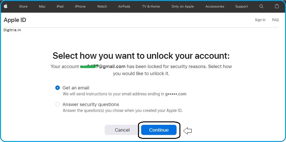 Select the Unlock account