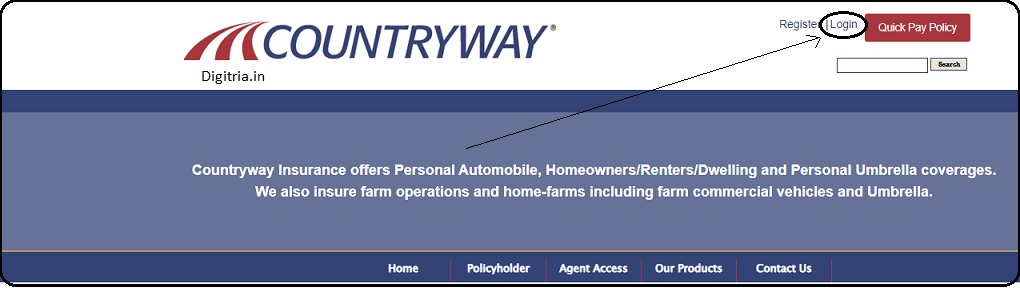 Countryway Insurance Login page