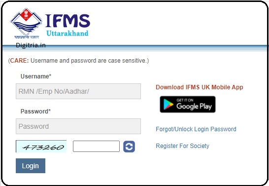 IFMS Login page