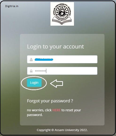 Student Login page