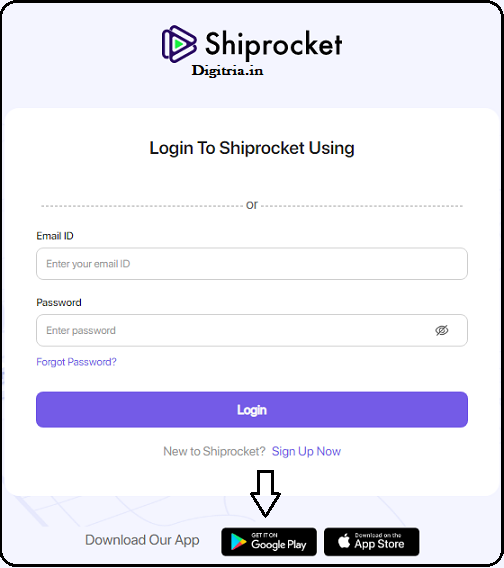 check apps on Shiprocket Login page