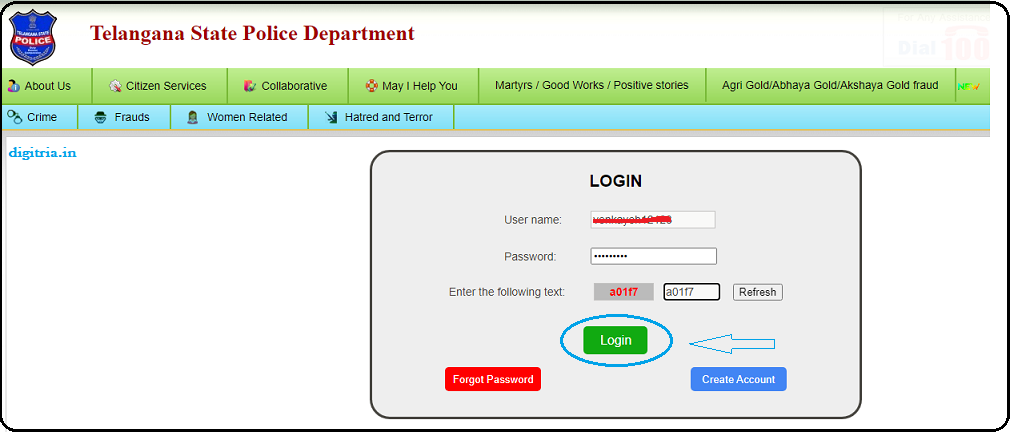 citizen login of ts police 