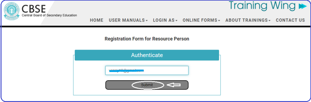 CBSE Training Portal registration
