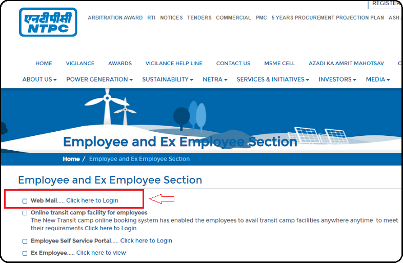 click here to login on the NTPC ess login page