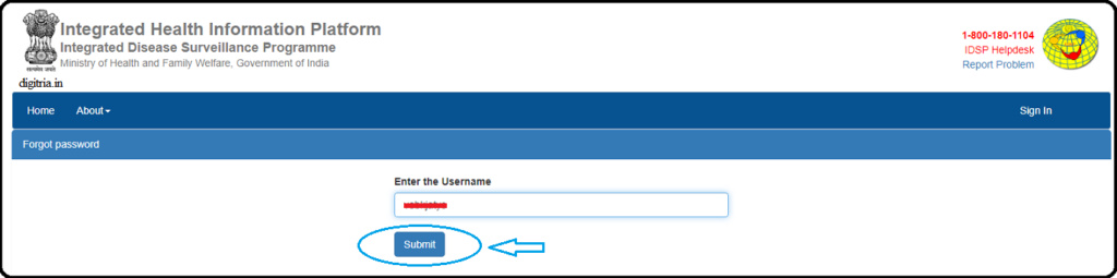 enter user id on the forgot page