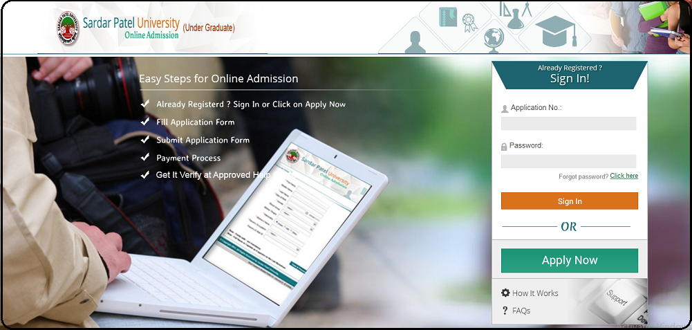 Online admission sign page